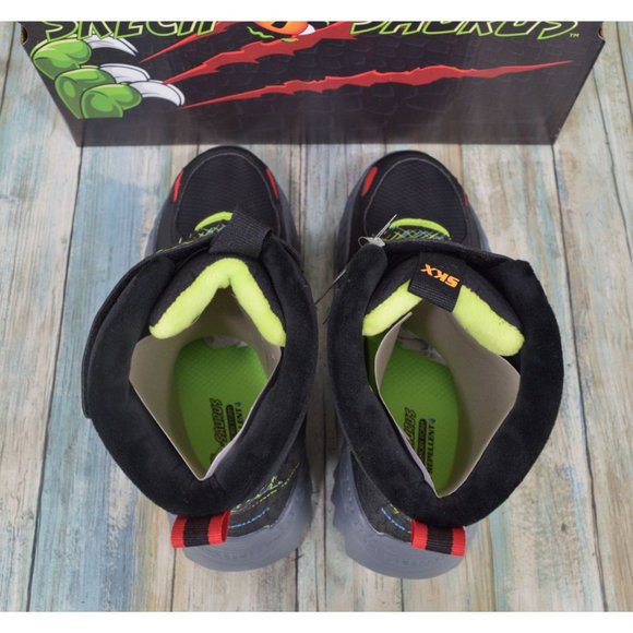 Skechers Skech-O-Saurus Kids Size 5 Dino Chill Water Repellent Boots Black Lime - Picture 8 of 10